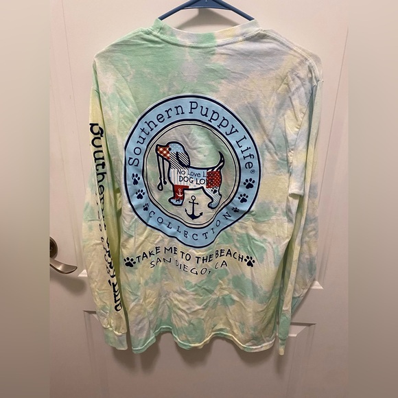 Southern Puppy Life (Sz M) Long Sleeve T-Shirt Tie-Dye - Picture 2 of 3
